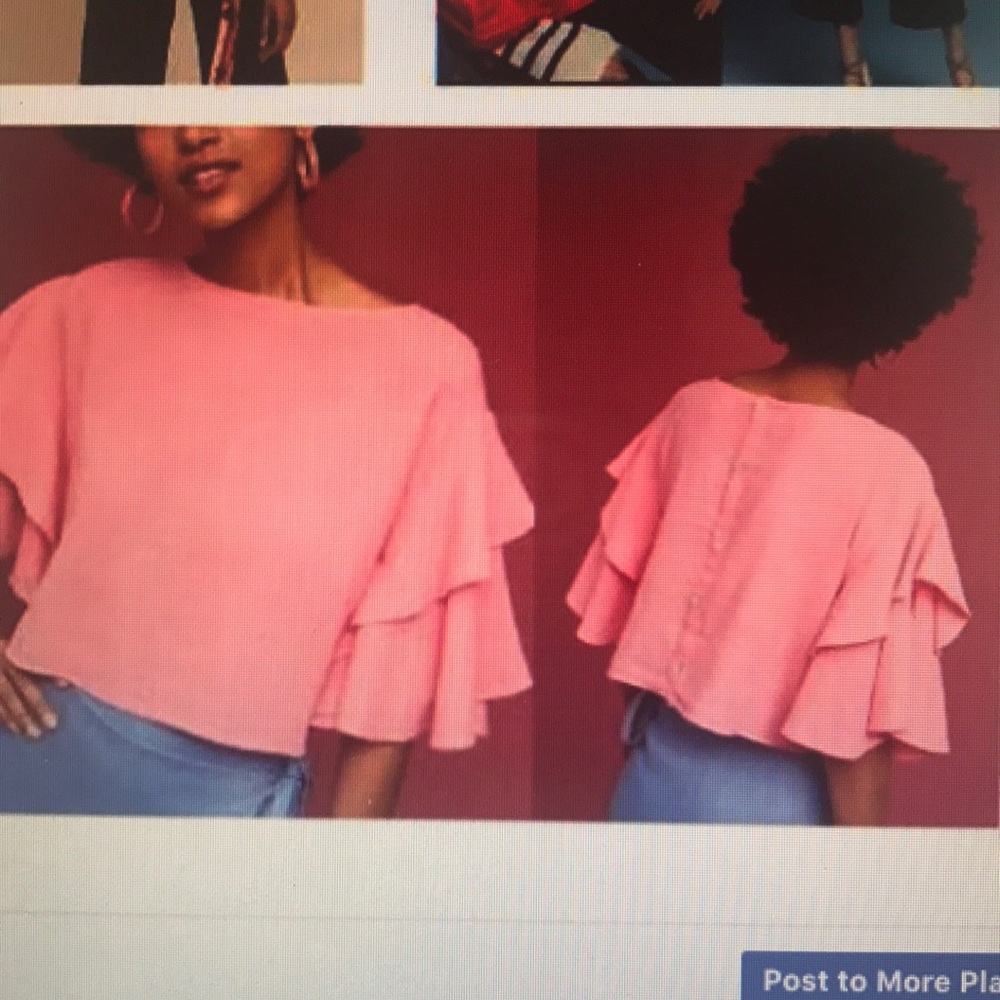 Anthropologie Pink Ruffle Crop Top
